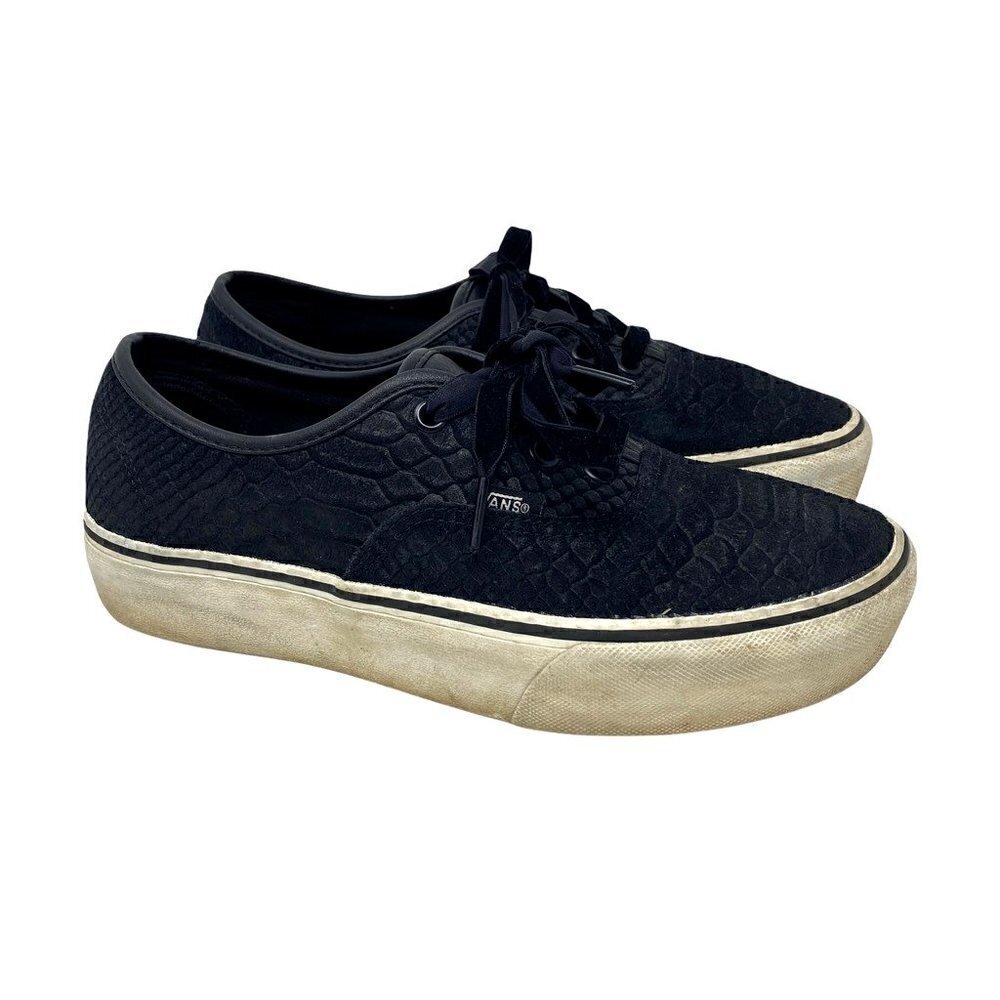 Vans Unisex Platform Skate Shoes Black 721454 Animal Print Leather W 8.5 M 7